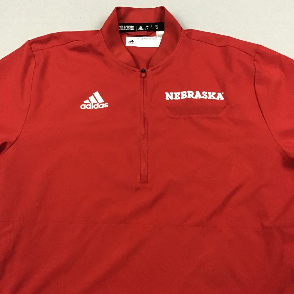 Nebraska Cornhuskers Shirt Men Small Red 1/4 Zip Adidas Aeroready NCAA S *